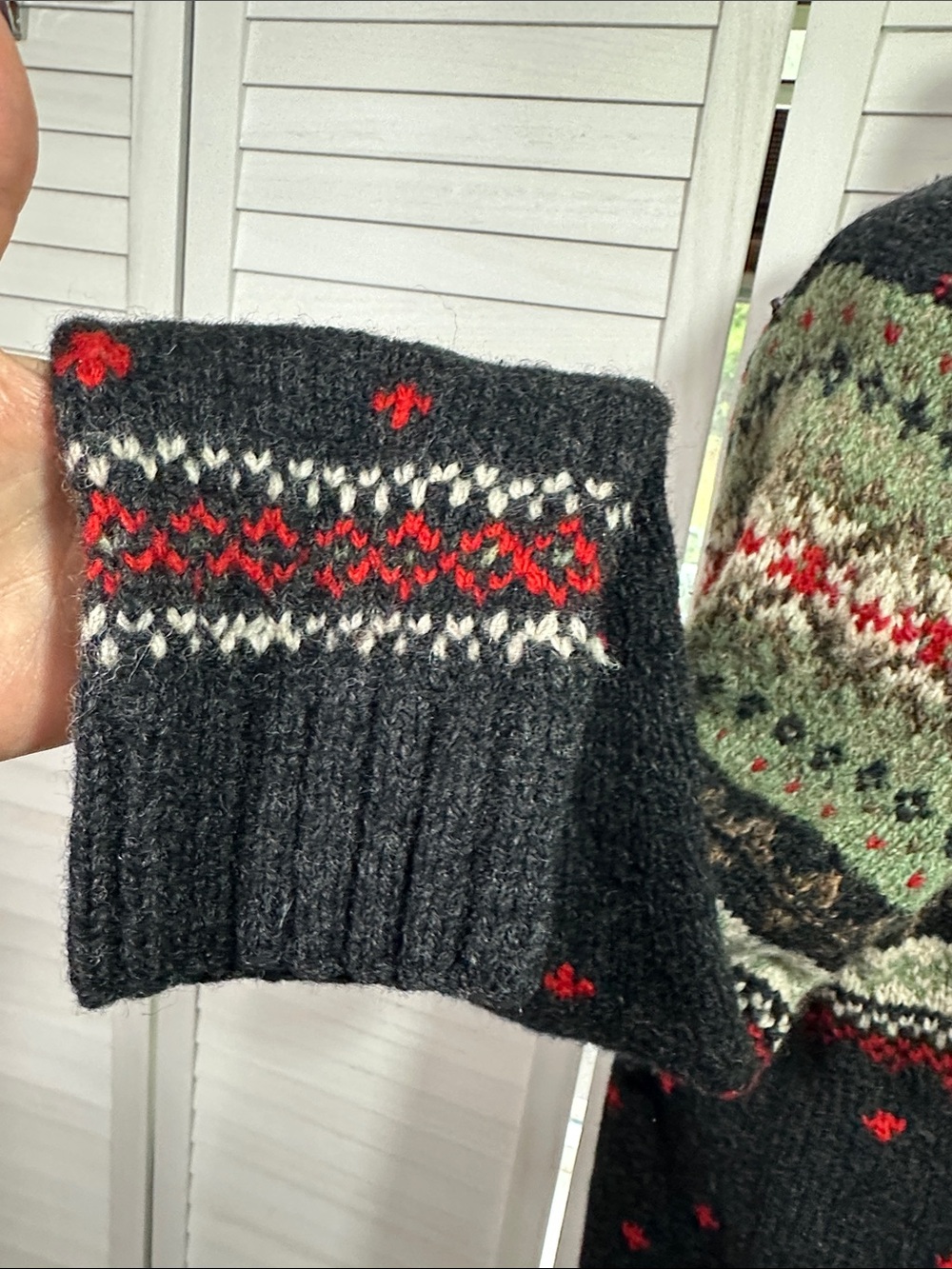 Vintage Lauren Ralph Lauren Petite Hand Knit Fair Isle Quarter Zip Sweater SP - Picture 9 of 12